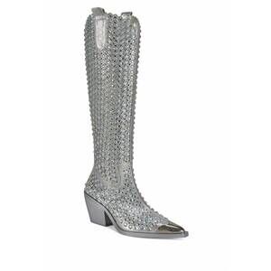 NEW AZALEA WANG women's ruvin western boots in silver